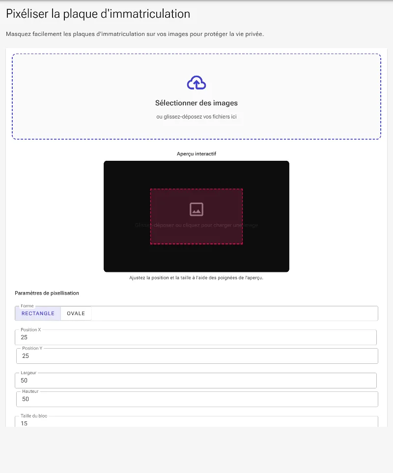 Ouvrir l'outil de pixellisation de plaque d'immatriculation