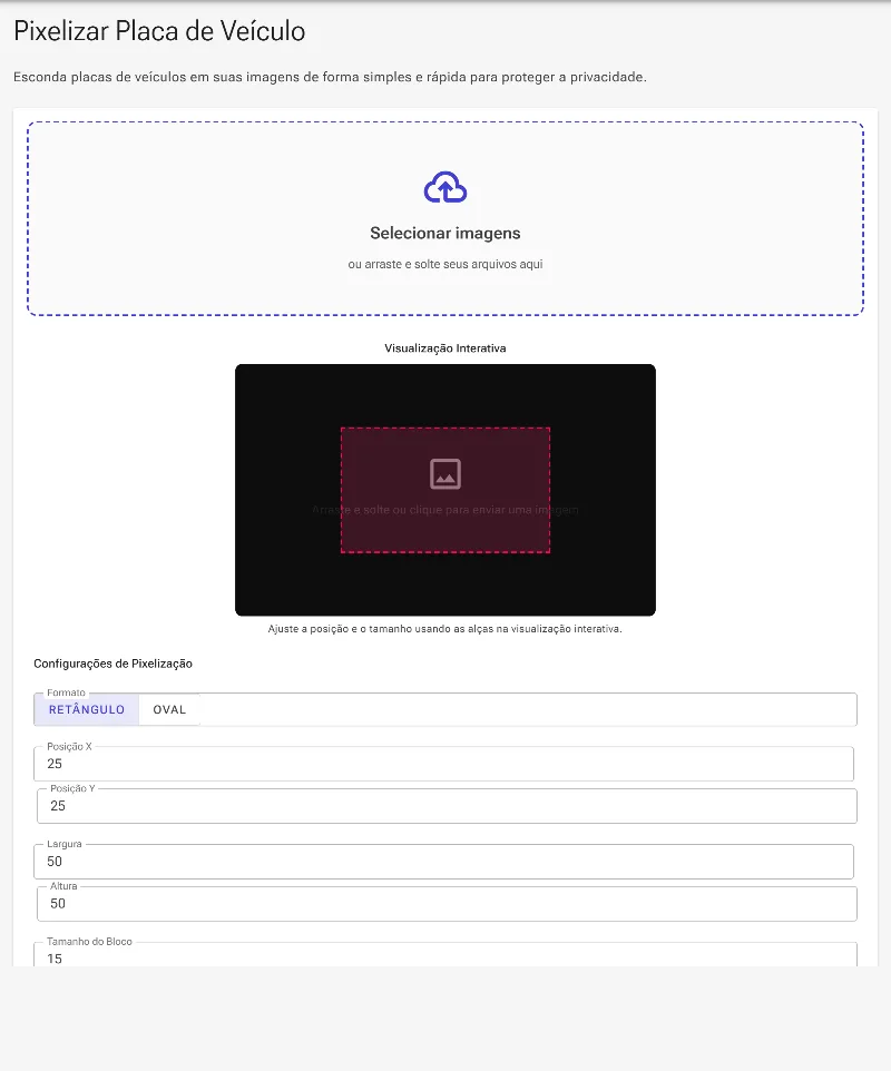 Abra a ferramenta de pixelização de placas