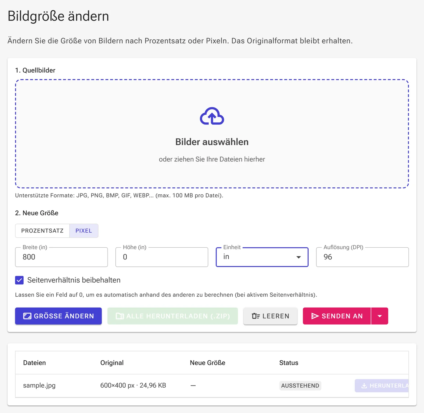 Genaue Maße-Bildschirm