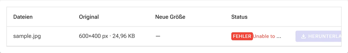 Ergebnisraster-Bildschirm