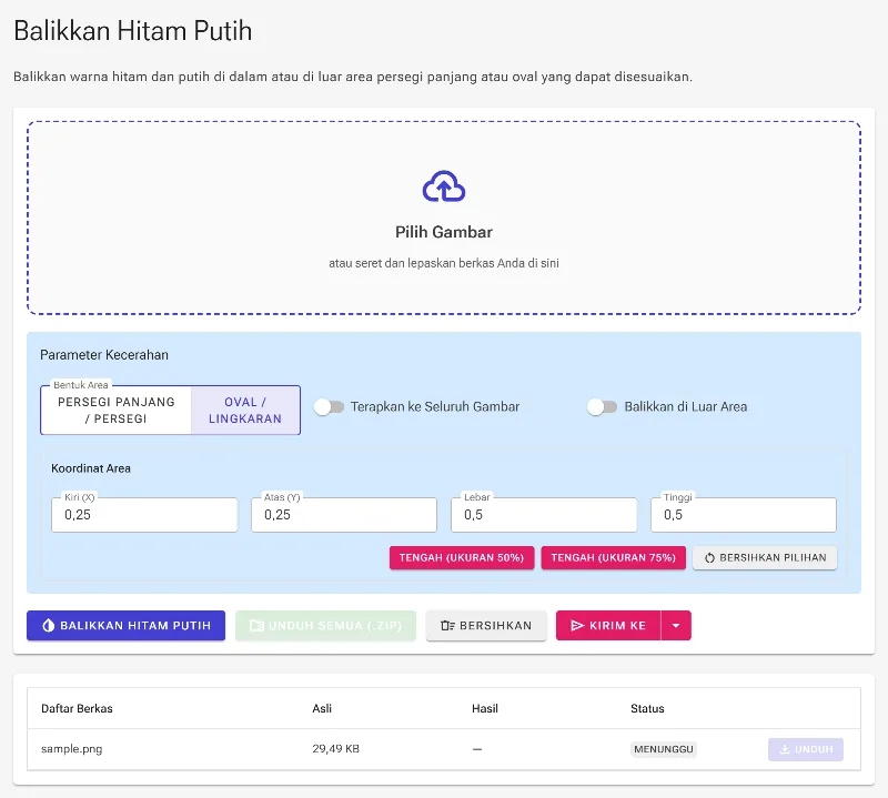Pilih bentuk mask pembalikan