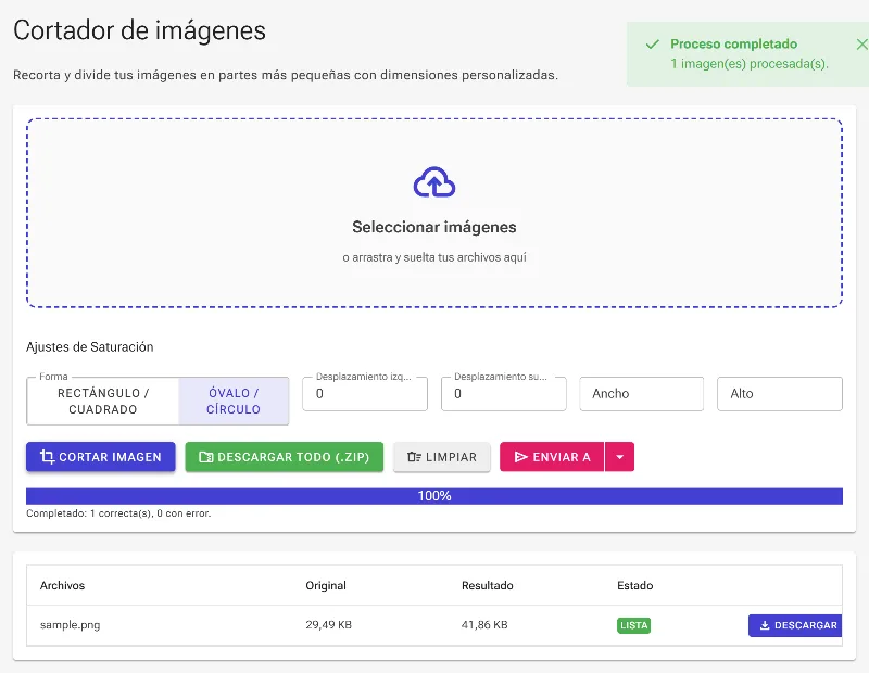 Procesa y descarga la imagen segmentada