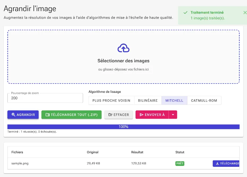 Agrandissez et téléchargez votre image